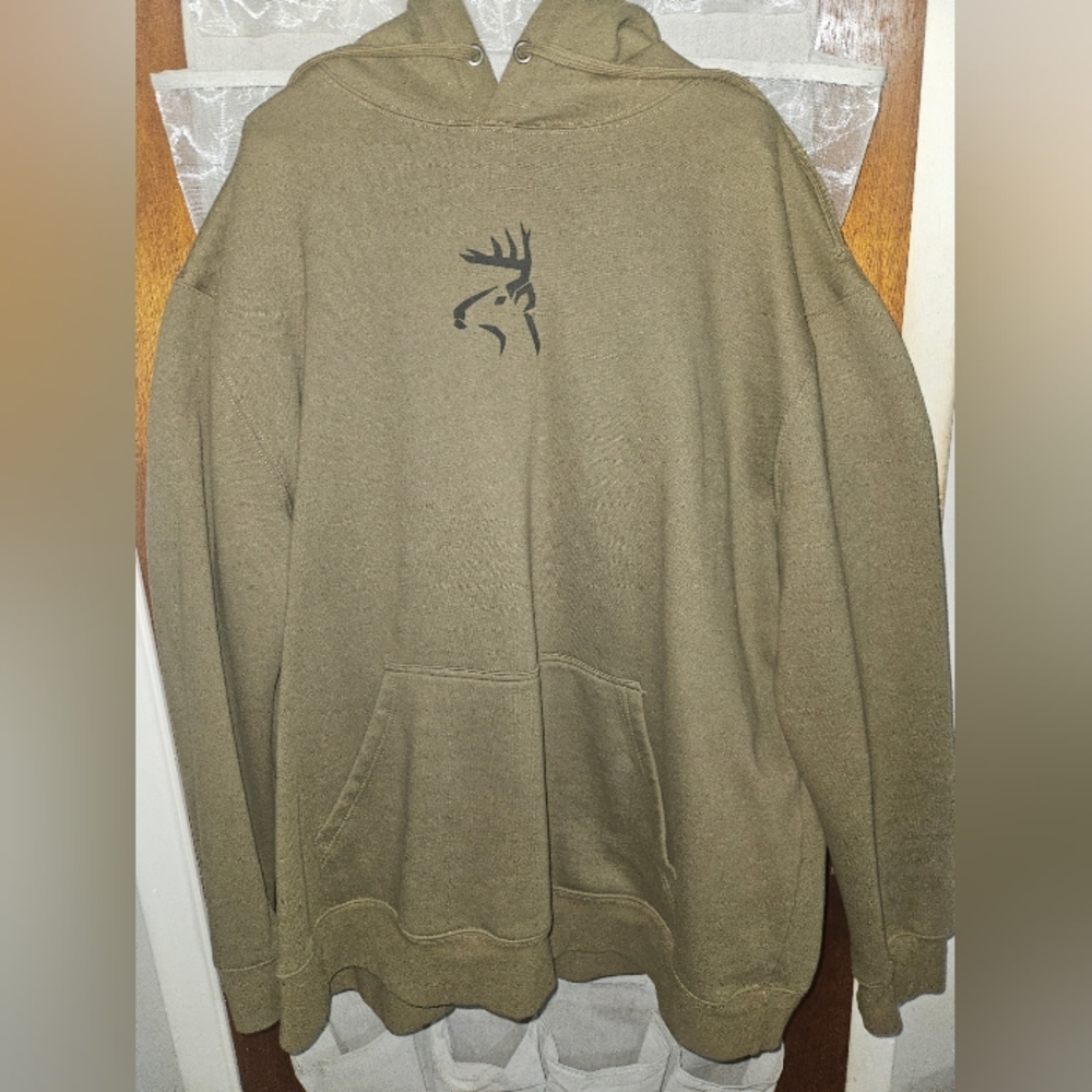 Olive Green Hoodie with Deer Logo